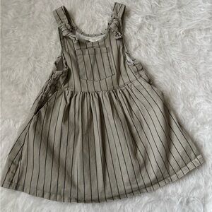Jessica Simpson Light Olive & Navy Striped Pinafore Overall Style Dress